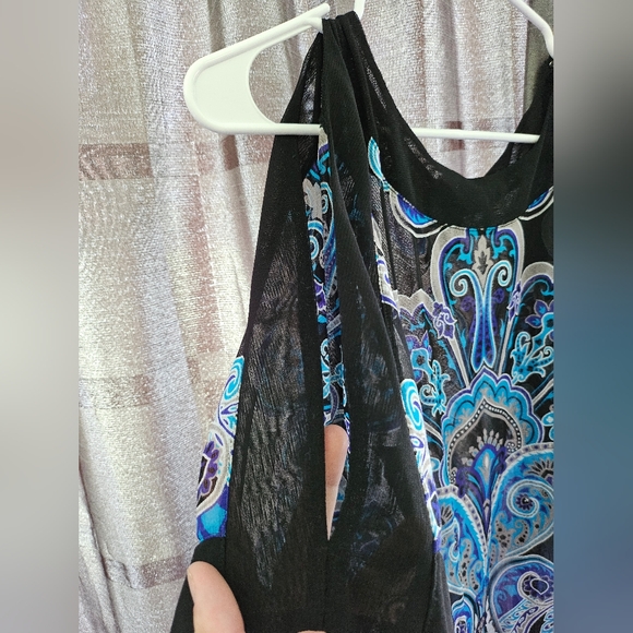 INC International Concepts Sheer Shirt Shell, Blue Black Paisley, Size XL - Picture 6 of 11